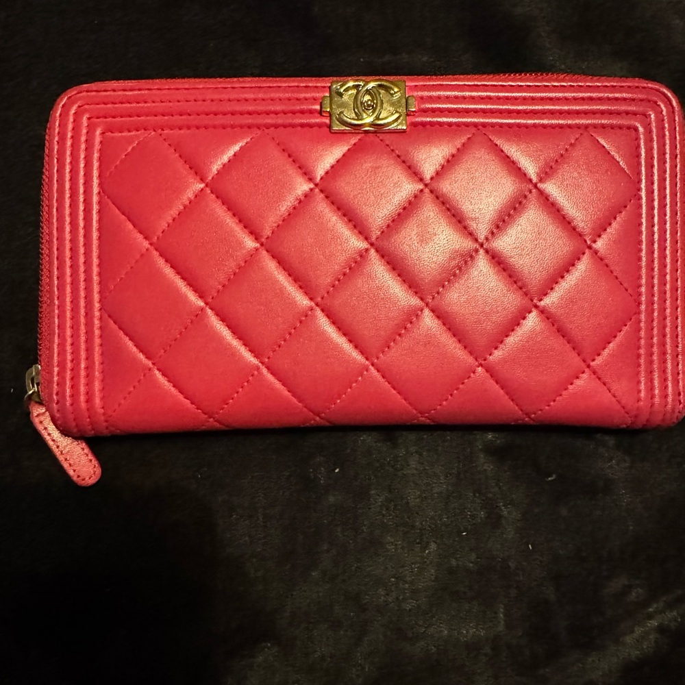 Chanel Boy Quilted Wallet with Gold Hardware